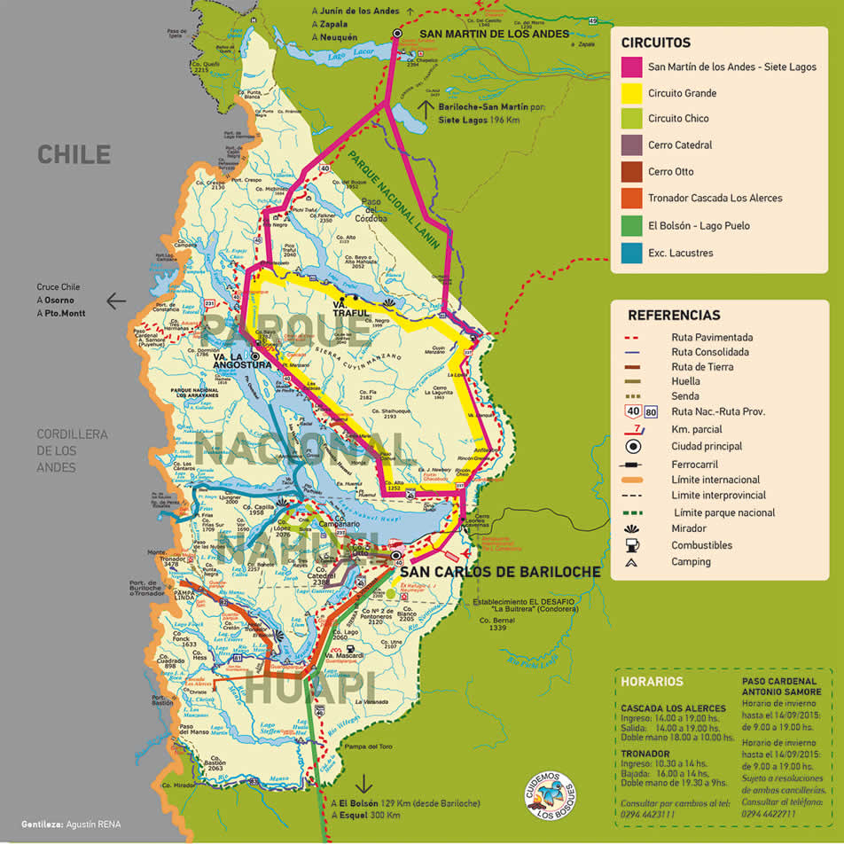 Mapas y planos de los circuitos en Bariloche